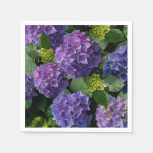 Elegantes blaues lila Magenta grünes Hydrangea Serviette