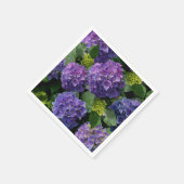 Elegantes blaues lila Magenta grünes Hydrangea Serviette (Ecke)