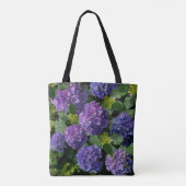 Elegantes blaues lila Magenta grünes Hydrangea Tasche (Rückseite)