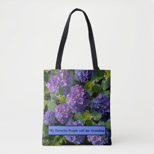 Elegantes blaues lila Magenta grünes Hydrangea Tasche (Vorderseite)