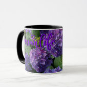 Elegantes blaues lila Magenta grünes Hydrangea Tasse (Vorderseite Links)