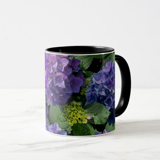 Elegantes blaues lila Magenta grünes Hydrangea Tasse (VorderseiteRechts)