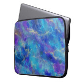 Elegantes blaues, Lila und goldenes Marmormuster Laptopschutzhülle (Vorderseite Links)