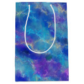 Elegantes blaues, Lila und goldenes Marmormuster Mittlere Geschenktüte (Vorderseite)