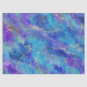 Elegantes blaues, Lila und goldenes Marmormuster Seidenpapier (Vorderseite)