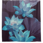 Elegantes blaues Lotus Akrylus Kunstwerk| Duschvorhang (Vorderseite)
