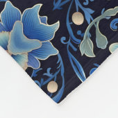 Elegantes blaues Lotus Tile Muster Fleecedecke (Ecke)