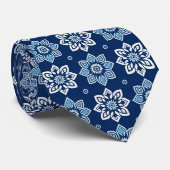 Elegantes blaues Mandala-Blumenmuster Krawatte (Gerollt)