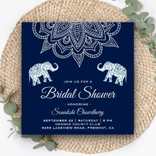 Elegantes blaues Mandala-Indianer-Brautparty-Einla Einladung