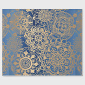 Elegantes Blaues Mandala-Muster Geschenkpapier (Flach)