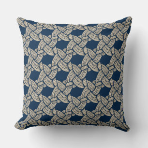 Elegantes blaues Marine-Knotenmuster im Vintage-St Kissen