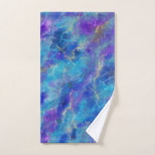 Elegantes blaues Marmormuster mit Monogramm Badhandtuch Set (Handtuch)