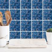 Elegantes blaues Metallic-Muster Fliese