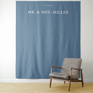 Elegantes Blaues Minimalistisches Typografisches Wandteppich