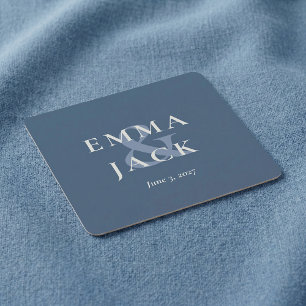 Elegantes Blaues Minimalistisches Und-Zeichen Hoch Rechteckiger Pappuntersetzer