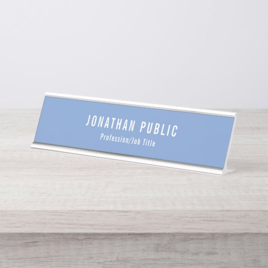 Elegantes blaues, modernes, kreatives Template Schreibtischnamensplakette (Vorderseite )