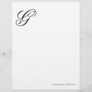 Elegantes blaues Monogramm-Briefkopf-Schreibpapier Briefbogen
