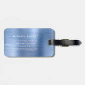 Elegantes blaues Monogramm Gepäckanhänger (Rückseite horizontal)