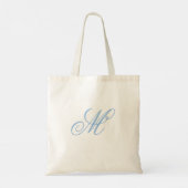 Elegantes blaues Monogramm-Initial Tragetasche (Rückseite)