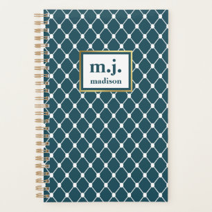 Elegantes blaues monogramm personalisiertes geomet planer