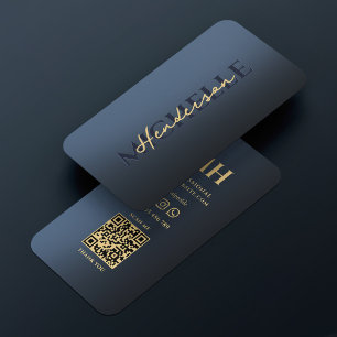 Elegantes Blaues Monogramm Professionell Modern Visitenkarte