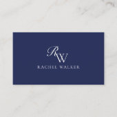 Elegantes blaues Monogramm Visitenkarte (Vorderseite)