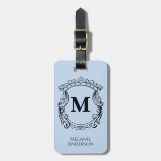 Elegantes blaues Monogrammwappen  Gepäckanhänger