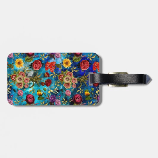 Elegantes blaues Muster-Monogramm-Notebook Gepäckanhänger (Rückseite horizontal)