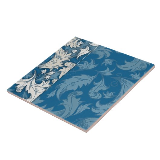 Elegantes blaues Muster Tile Fliese (Seite)