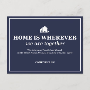 Elegantes blaues neues Zuhause-bewegliche Ankündigungspostkarte