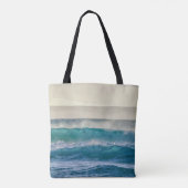 Elegantes blaues Ozean Waves Akryllisches Kunstwer Tasche (Rückseite)