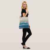 Elegantes blaues Ozean Waves Akryllisches Kunstwer Tasche (Am Model)