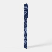 Elegantes blaues Paisley-Monogramm  iPhone Hülle (Rechte Seite)