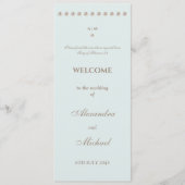 Elegantes blaues Perlen-Hochzeitsprogramm für chri Programm (Vorderseite)