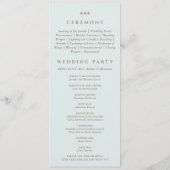 Elegantes blaues Perlen-Hochzeitsprogramm für chri Programm (Rückseite)