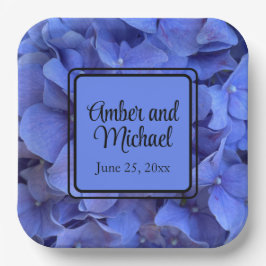Elegantes Blaues Perwinkle Elegantes Hydrangeas Pappteller