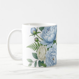 Elegantes blaues Pfingstrosen-Blumenbouquet-Aquare Kaffeetasse