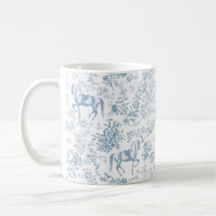 Elegantes Blaues Reitsport-Blumen-Toile Kaffeetasse