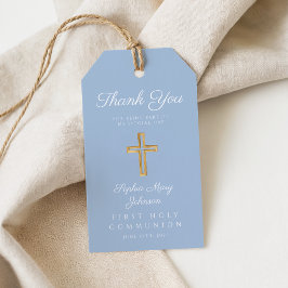 Elegantes blaues religiöses Kreuz Junge Erste Komm Geschenkanhänger
