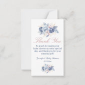 Elegantes blaues Rosa Blumenmotiv Dank Gender Mode Mitteilungskarte (Vorderseite)