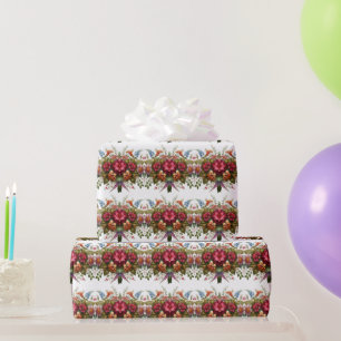 Elegantes blaues rosa Blumenverpackungspapier Geschenkpapier