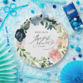 Elegantes blaues Rosa Brautparty Pappteller (Party)