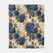 Elegantes blaues Rose Blumenmuster Fleecedecke (Vorderseite)