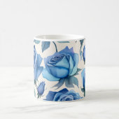 Elegantes blaues Rose-Muster Kaffeetasse (Mittel)