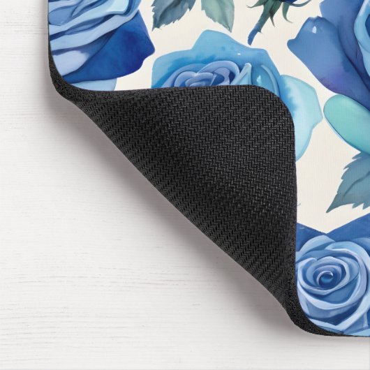 Elegantes blaues Rose-Muster Mousepad (Ecke)