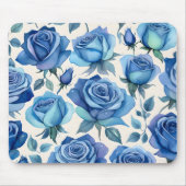 Elegantes blaues Rose-Muster Mousepad (Vorne)