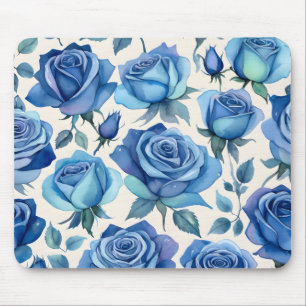 Elegantes blaues Rose-Muster Mousepad