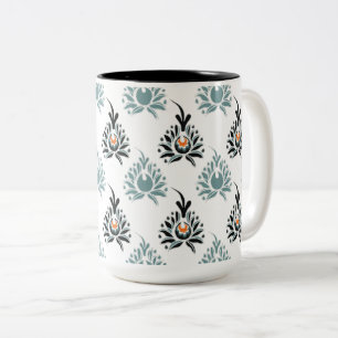 Elegantes blaues Rosen-Blumenmuster Zweifarbige Tasse