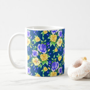 Elegantes blaues Rosenmuster Kaffeetasse