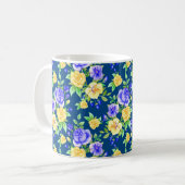 Elegantes blaues Rosenmuster Kaffeetasse (Vorderseite Links)